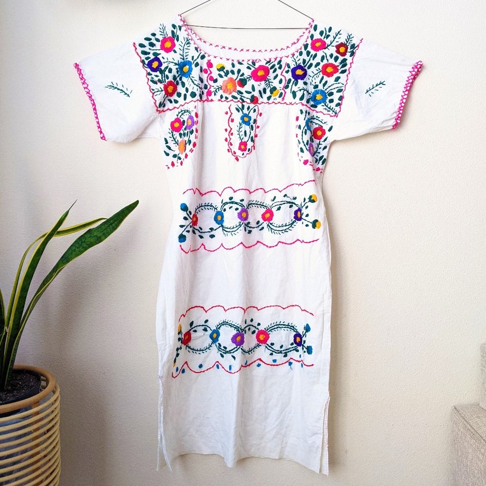 Embroidered Floral Mexican Dress - Picture 1 of 6